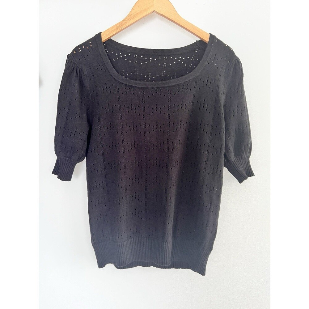 Women’s Unbranded L Sweater Shirt Short Sleeve Black